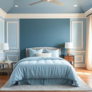 blue and two tone walls