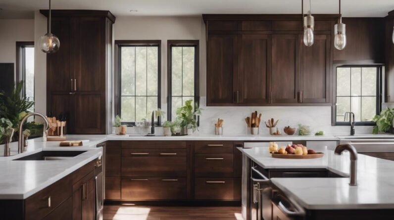 stylish walnut kitchen cabinets